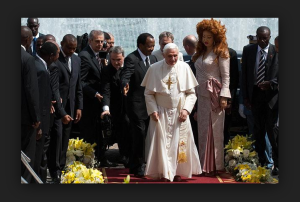 Cameroon President Paul Biya and his wife with the ex- Pope
