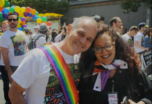 Neil Gungras, Founder of Oram with Melanie Nathan at San Francisco Pride