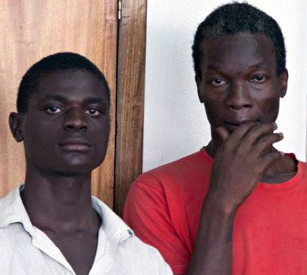 The two men face criminal penalties after being charged with engaging in sex acts 'against the order of nature' Mukasa Jackson, left, and Mukisa Kim, right, in court in Uganda charged with engaging in gay sex Jackson Mukasa, left, and Kim Mukisa in court in Uganda charged with engaging in gay sex. Photograph: Rebecca Vassie/AP