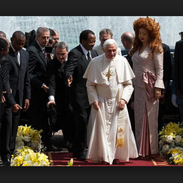 Cameroon President Paul Biya and his wife with the ex- Pope