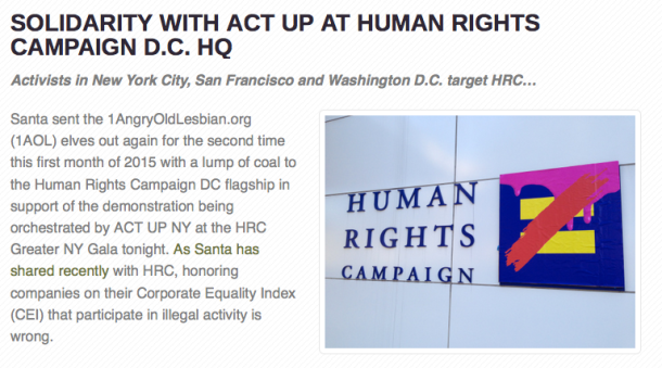 http://oblogdeeoblogda.me/2015/01/31/solidarity-with-act-up-at-human-rights-campaign-d-c-hq/