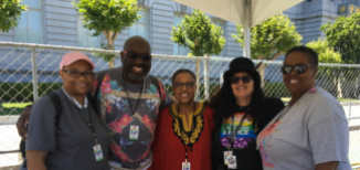 Bishop Yvette Flunder and her team with Melanie Nathan, San Francisco Pride Board, Secretary.